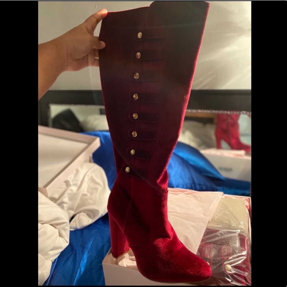 Viera burgundy heeled knee high boot